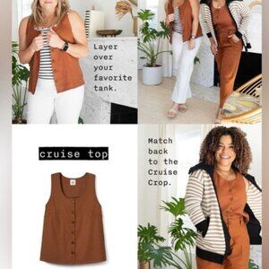 CAbi 6644 Cruise Top - New - Sleeveless Top, Vest, Brown XL